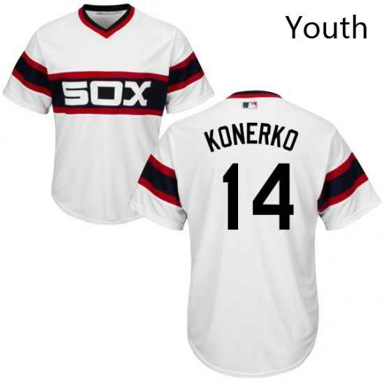 Youth Majestic Chicago White Sox 14 Paul Konerko Authentic White 2013 Alternate Home Cool Base MLB Jersey